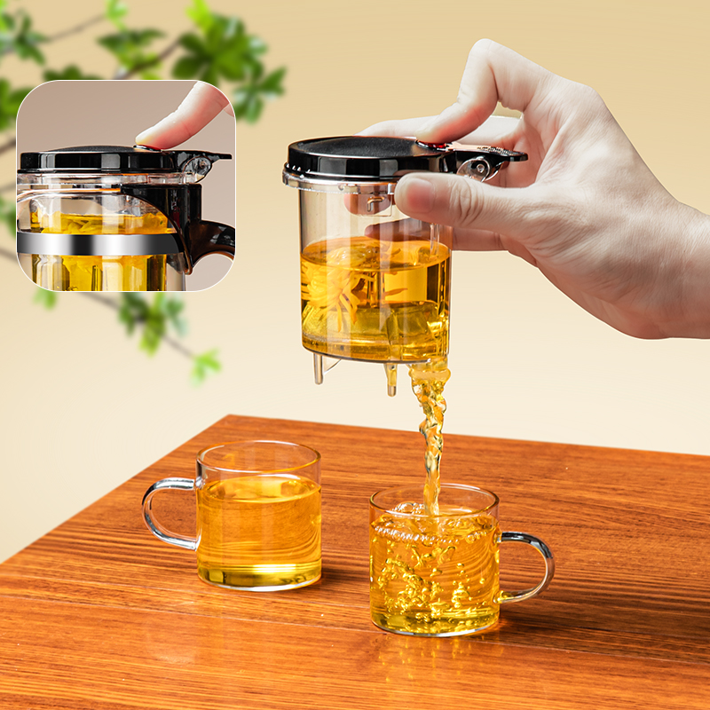 Wholesale Glass Elegant Cup Teapot One-Click Filter Tea Cup Tea Water Separation Teapot Tea Set Gift Cup Logo