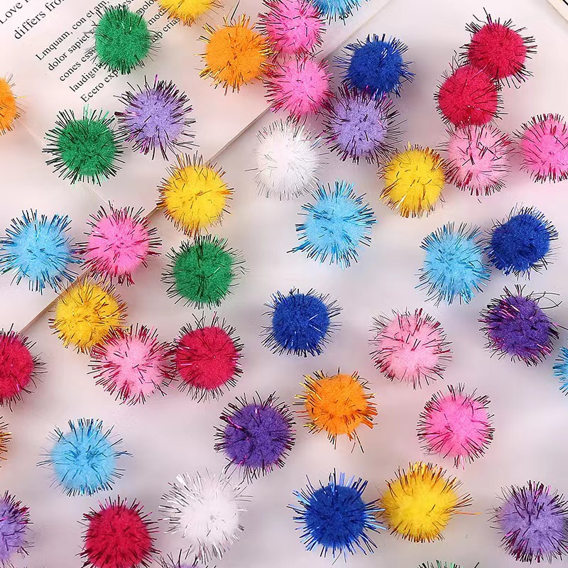 Кросс-бордерные 2 см цветные блестящие меховые шары для рождественского декора для детей ручной работы