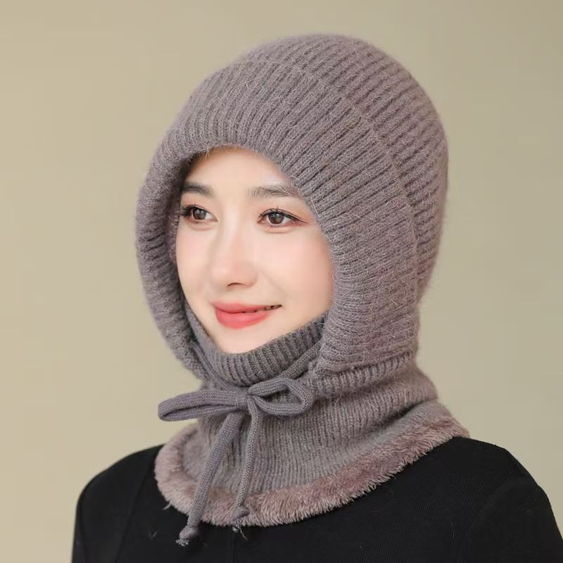 Зимняя теплая шапка, маска, шарф, вязаная шапка для пожилых женщин, защита от холода, одноцелевое изделие