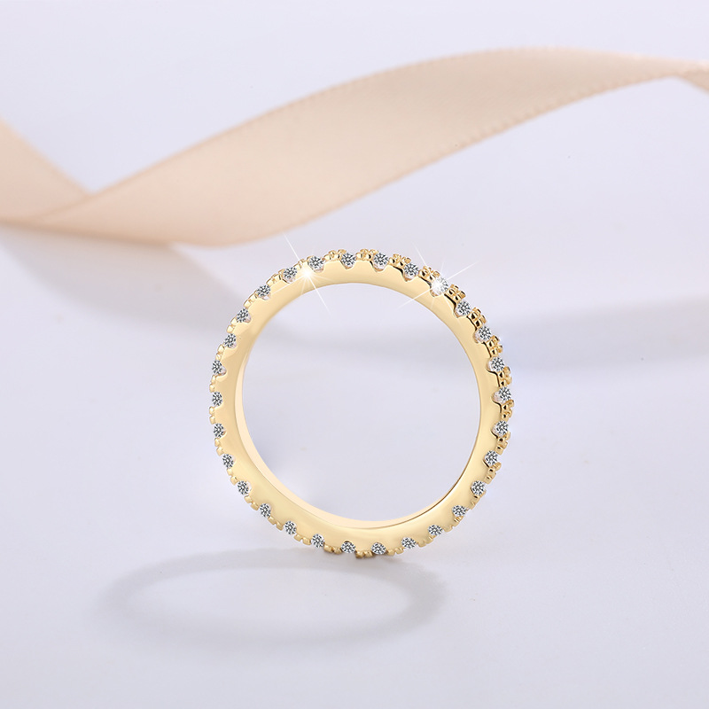 Manufacturer's Ready Stock Wholesale S925 Sterling Silver Ring Women's Baby's Breath Row Ring Moissanite Ring Niche High-End Ring