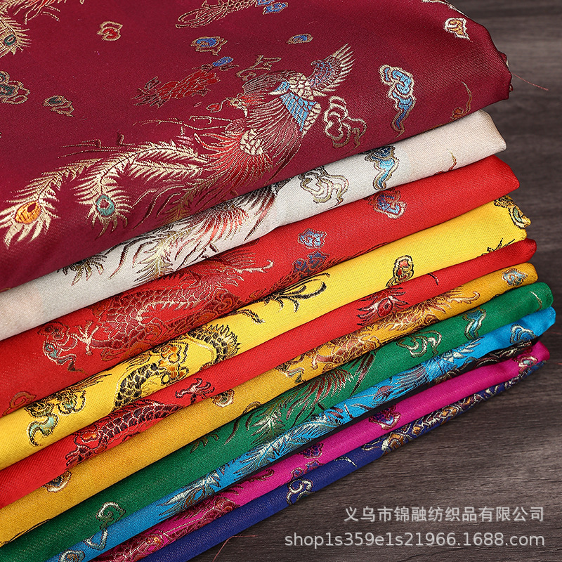 Брокадная ткань с драконами и фениксами древний костюм танг праздничная одежда украшение китайский стиль жаккардовый шелковый сатин оптом