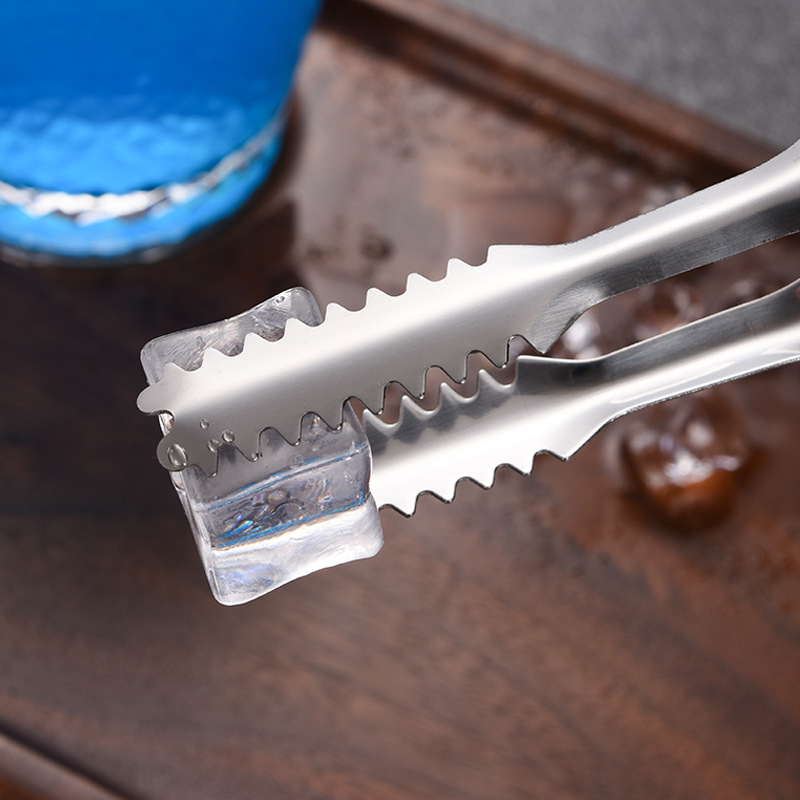 Stainless Steel Fingerprint Ice Clip Thickeneded Ice Capsules Clip Ice Cube Clip Ice Pliers Mini Sugar Cube Clip Bread Food Clip