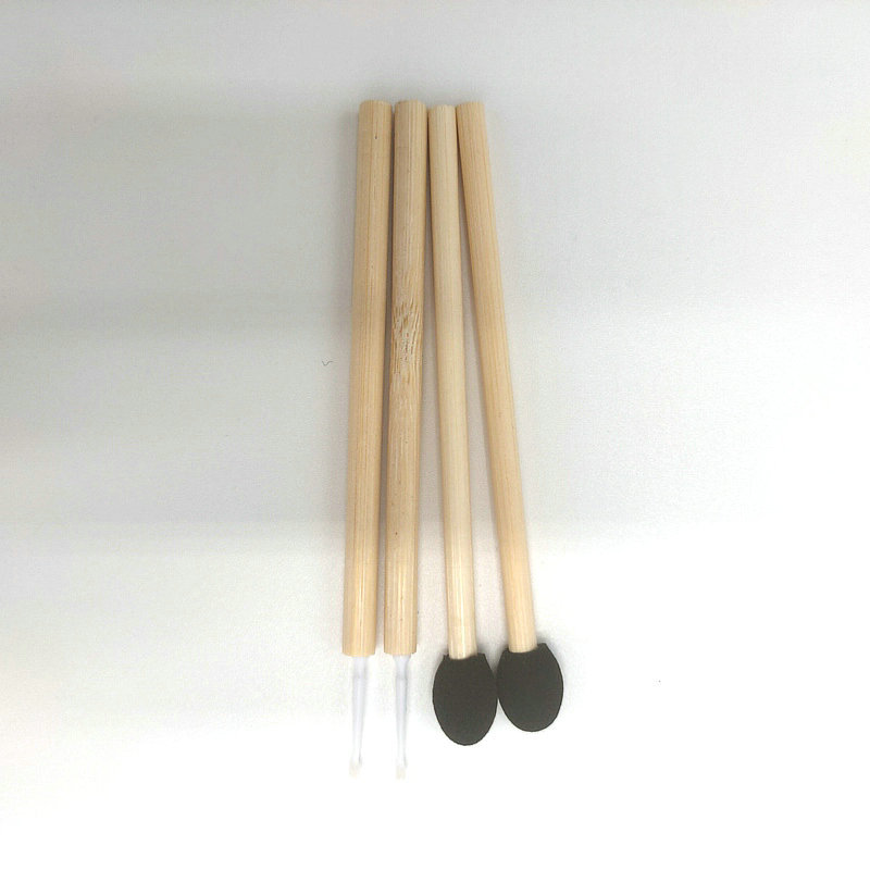 Disposable Eyeshadow Stick Sponge Bamboo Handle Eyeshadow Brush Portable Blending Stick Makeup Tool Wholesale Bamboo Handle Eyeshadow Brush