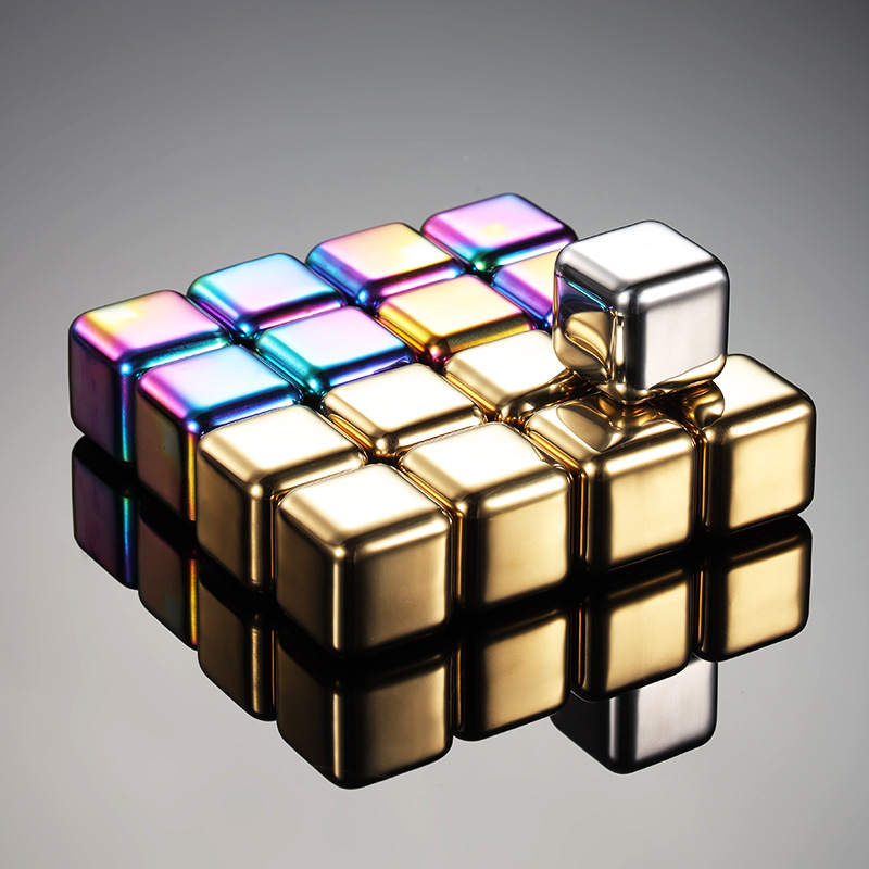 En Stainless Steel Ice Cube 304 Metal Ice Stone Ice Wine Stone Creative Ice Grain Bar Wine Set Ice Cream Titanium Gold Plated