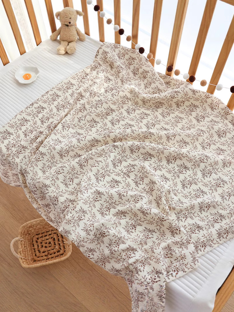 Crepe Cotton Swaddle Towel, Pure Cotton Baby Double-Layer Gauze Bath Towel, Thin Baby Bath Wrap Towel