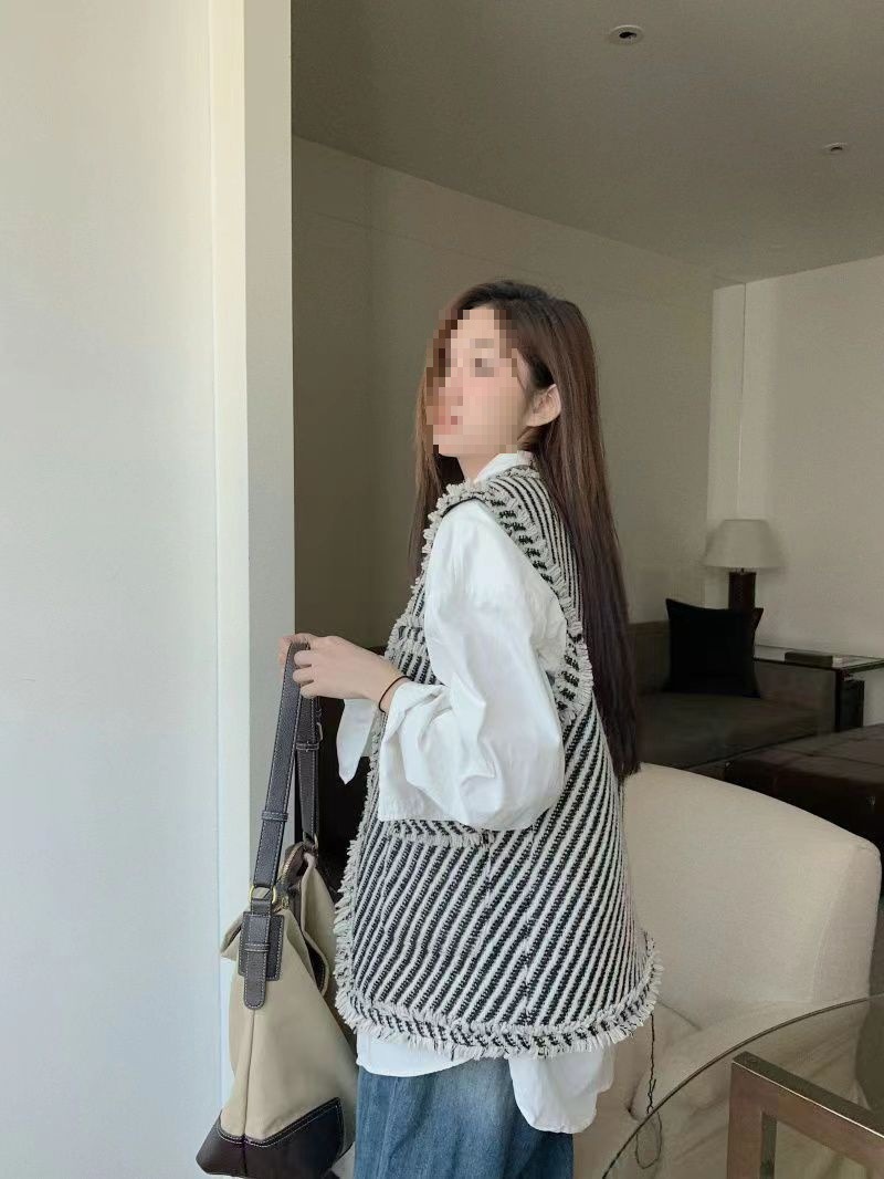 Tweed Style Vest for Women, Large Size, Loose, Slim, Fashionable, Versatile Vest for Women, Spring & Fall Outer Vest