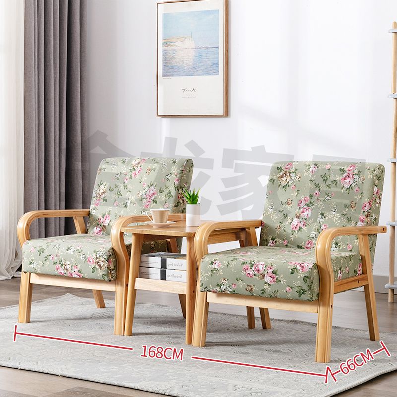 Single Sofa Simple Living Room Rental Small Sofa Internet Celebrity Bedroom Mini Double or Three Person Small Solid Wood Sofa Chair