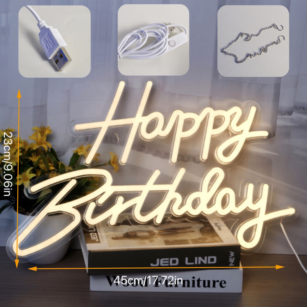 Happy Birthday Light Proposal Confession Letter Light Party Scene Layout Led Light Cake Decoration Light Luminous Light Sign
