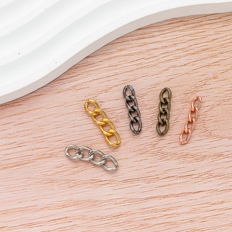 Цветная электроплакированная четырехсекционная цепочка, ключевой кольцо, соединительная цепочка, удлинительная цепочка, аксессуары для DIY украшений, металлическая плетеная цепочка