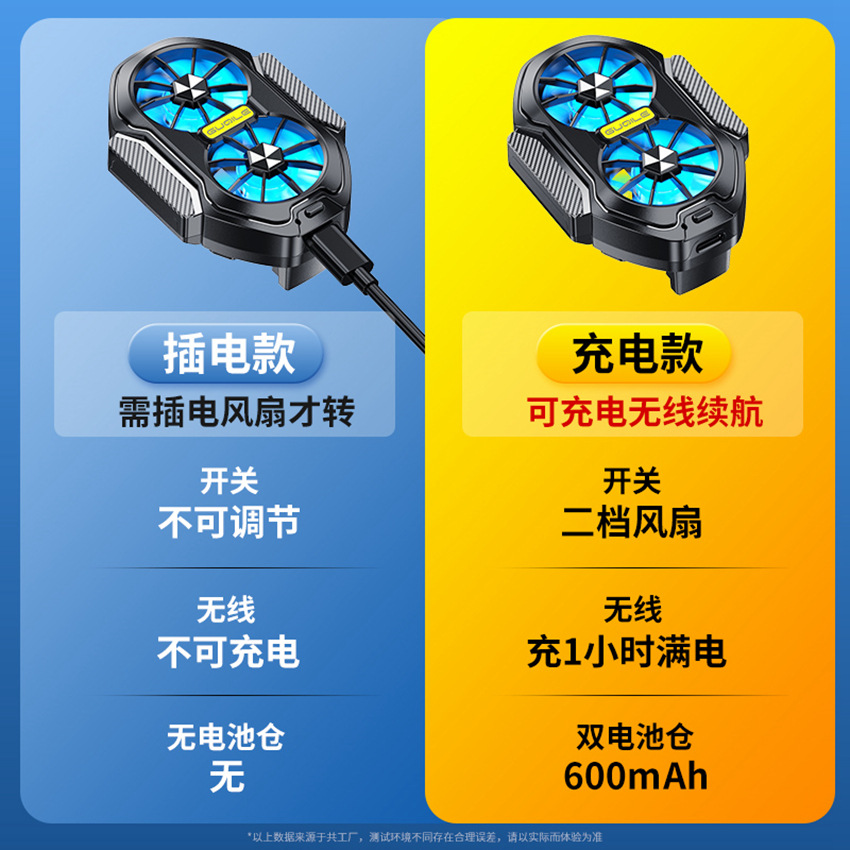 2024 new dual fan mobile phone radiator air cooling charging wireless cooling back clip FS01 dual turbine cooling