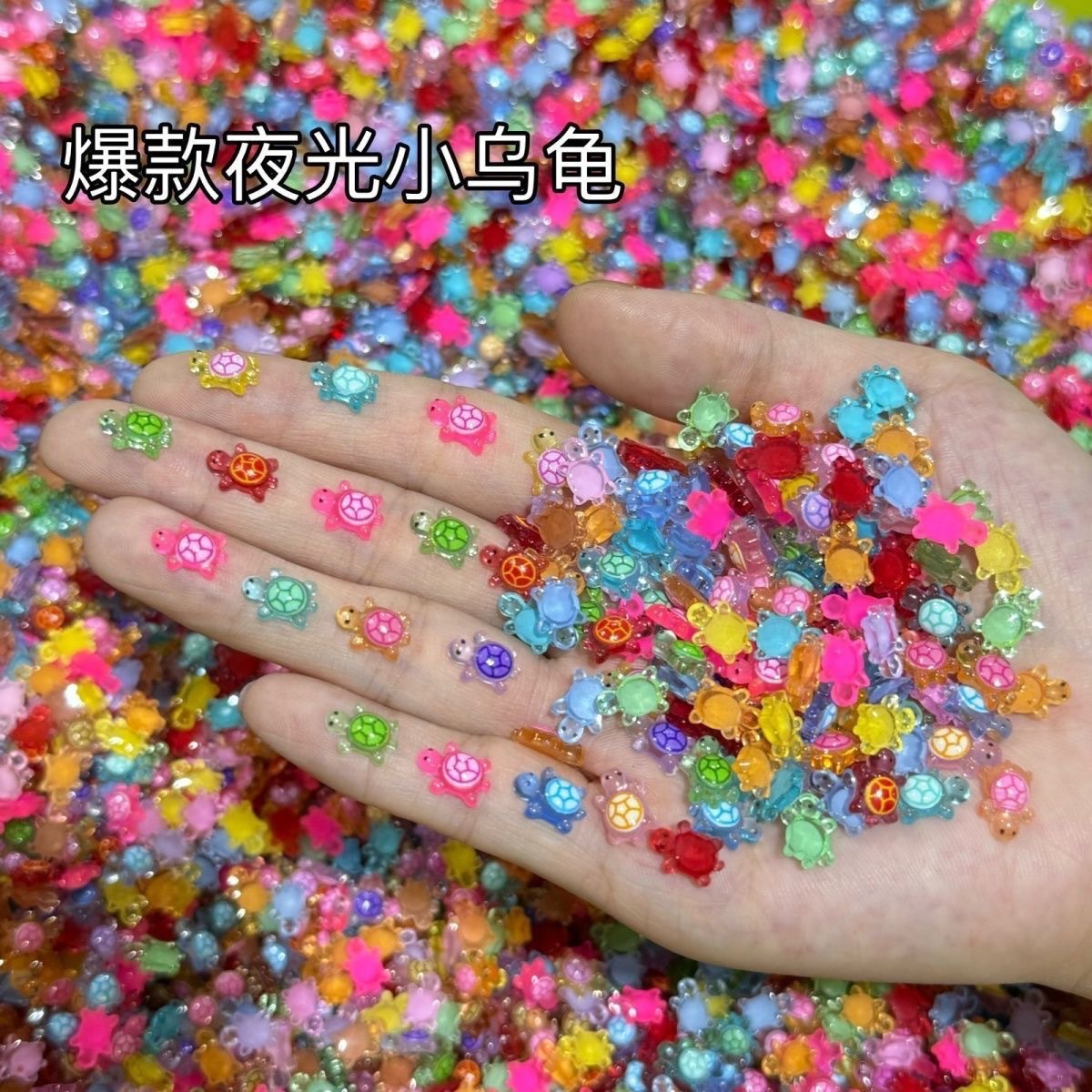 Popular Luminous Mini Turtle Jewelry, Nail Art Jewelry, Small Gifts, Cartoon Wearable Nail Accessories, Resin Jewelry