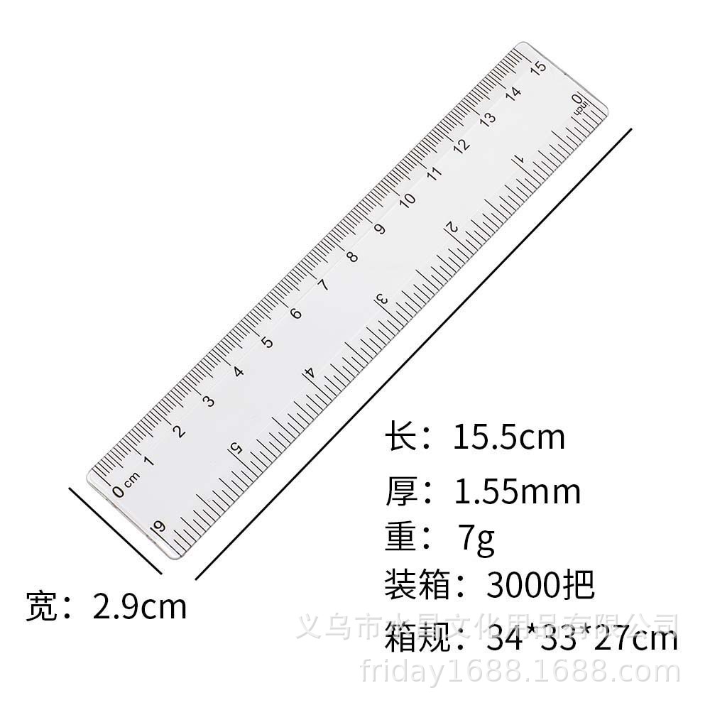 Advertising Ruler Promotional logo15cm Plastic Ruler Advertising Ruler Transparent Student Ruler Student Measuring Tool