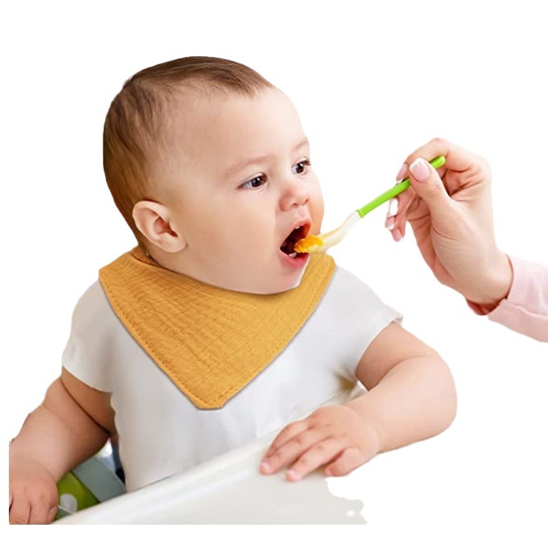 Factory baby double-layer gauze bib baby crepe gauze bib bib triangle towel double-sided towel