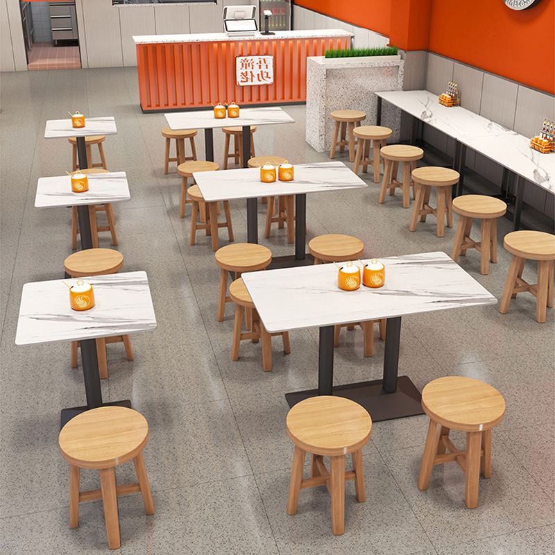 Commercial Fast Food Restaurant Rock Slab Dining Table