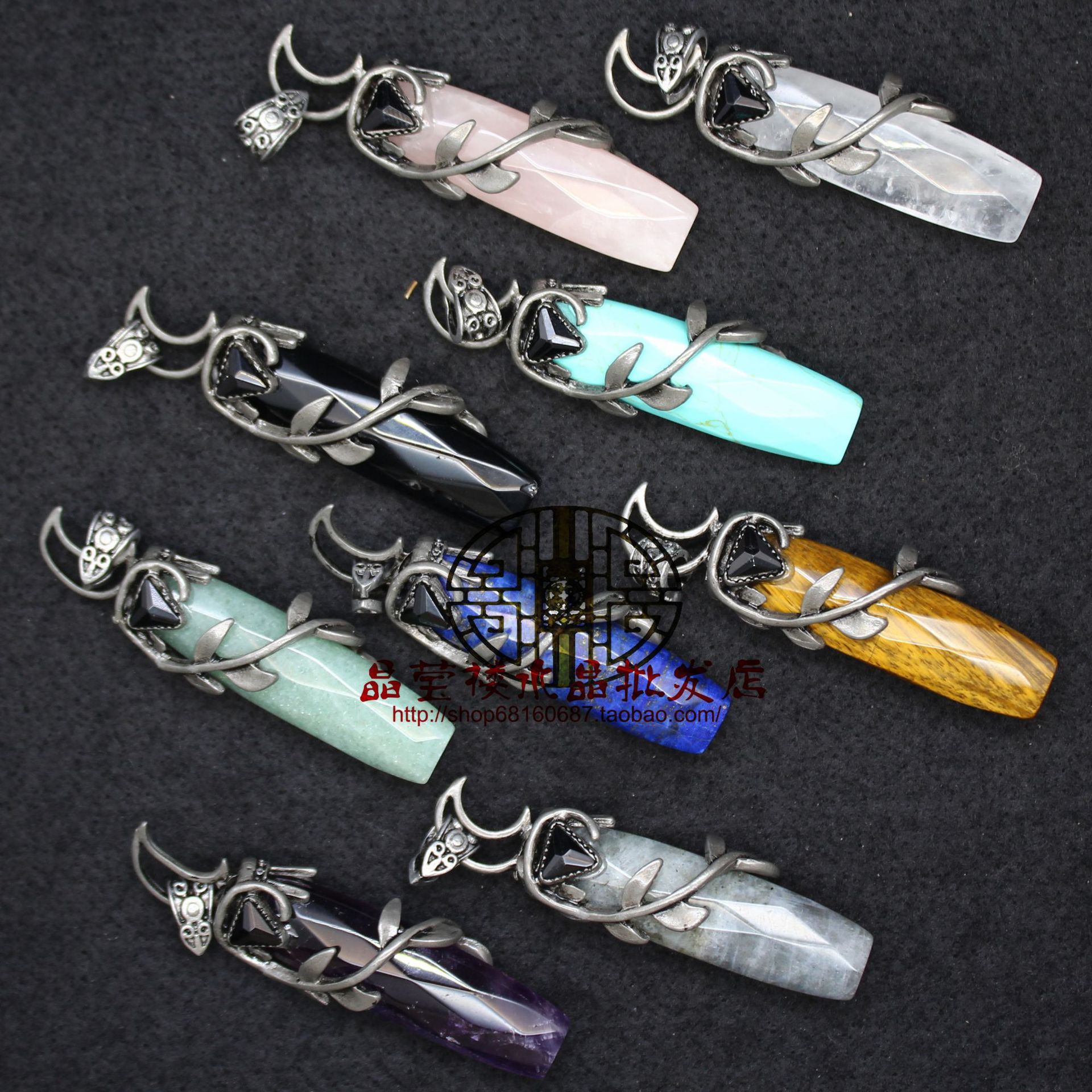 European and American Export Jewelry, Retro Palace Style Crystal Pendant, Floral Tiger Eye Stone Faceted Necklace Pendant