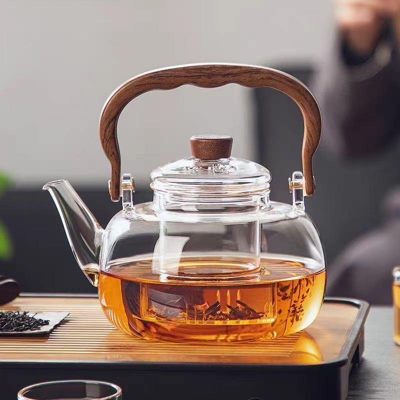 Glass Teapot with Tea-Water Separation, High-Temperature Resistant, Suitable for Home Use with Electric Ceramic Stove, Handle Kettle, and Tea Set