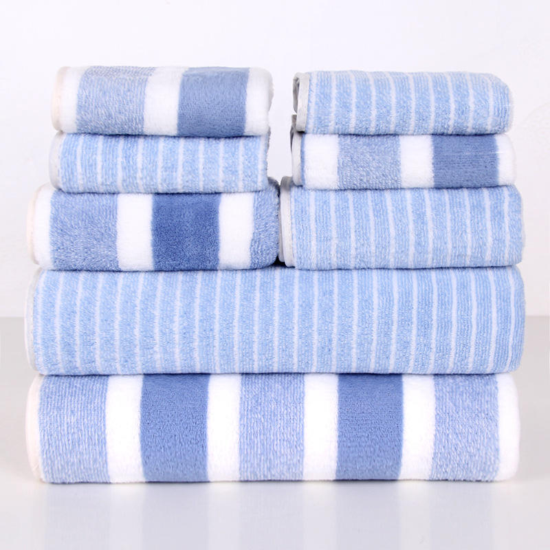8-Piece Set of Cross-Border Coral Velvet Wide and Narrow Towel Bath Towel Combination for Home Use, Thickeneded, Soft, Water-Absorbent and Lint-Free for Hair Delivery