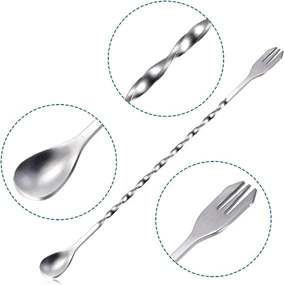 Mixing Stick Stainless Steel Long Bar Spoon 32cm Long Handle Stirring Stick Cocktail Coffee Milk Tea Stirring Spoon Spiral Bar More