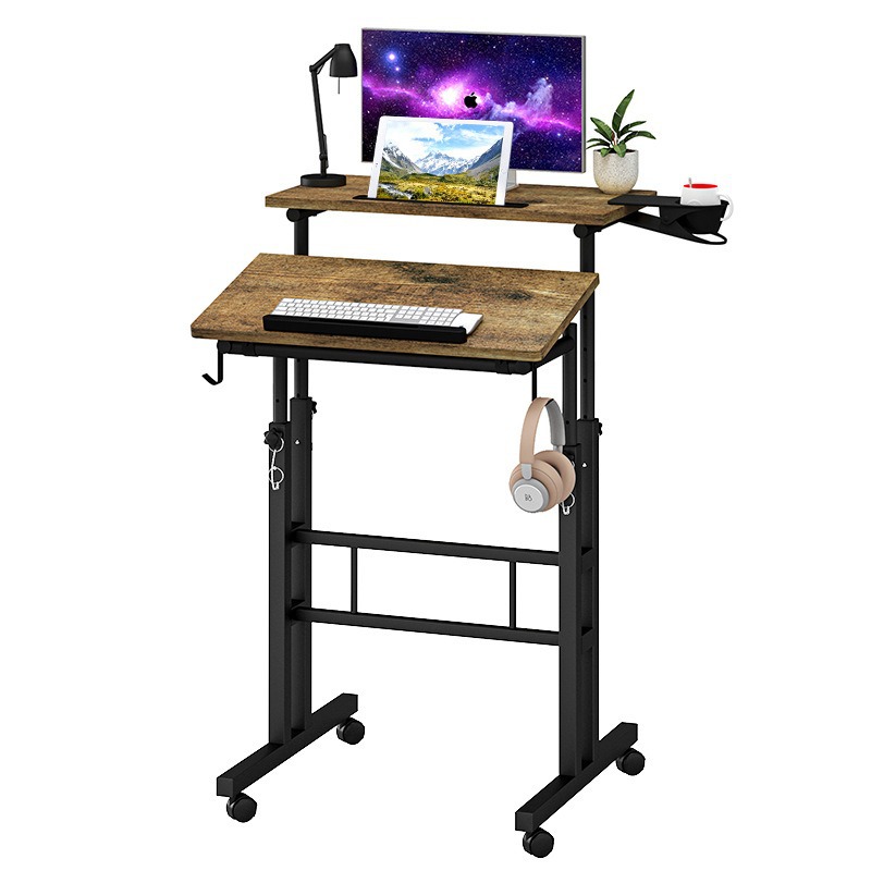 Computer Desk Can Be Lifted and Lowered, Mobile with Wheels, Retro Standing Office Treadmill Front Table, Cycling Table Wholesale Customization