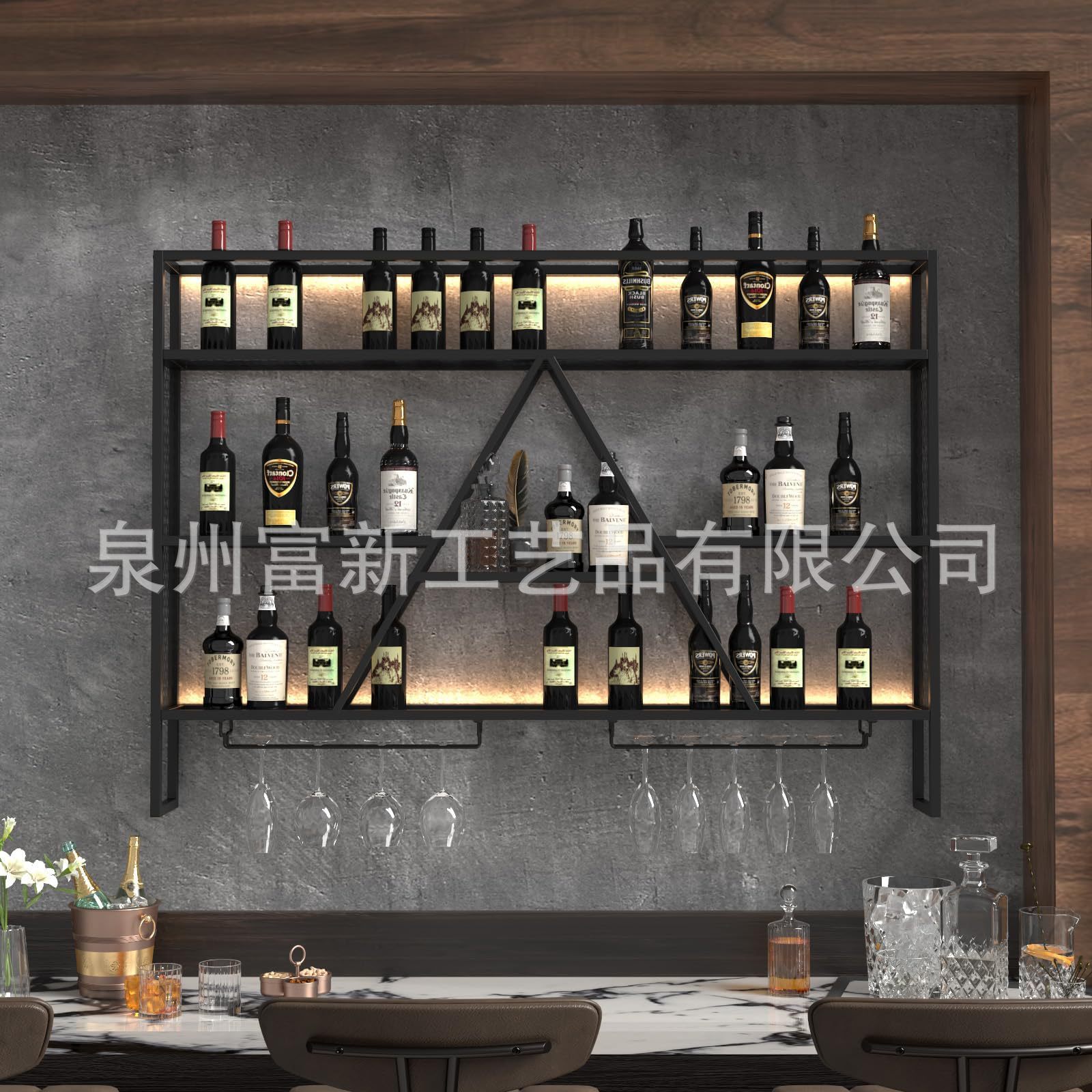 Disassembly and Assembly of Wall-Mounted Wine Rack Metal Storage Modern Bar Red Wine Storage Rack Wine Display Restaurant Red Wine Rack