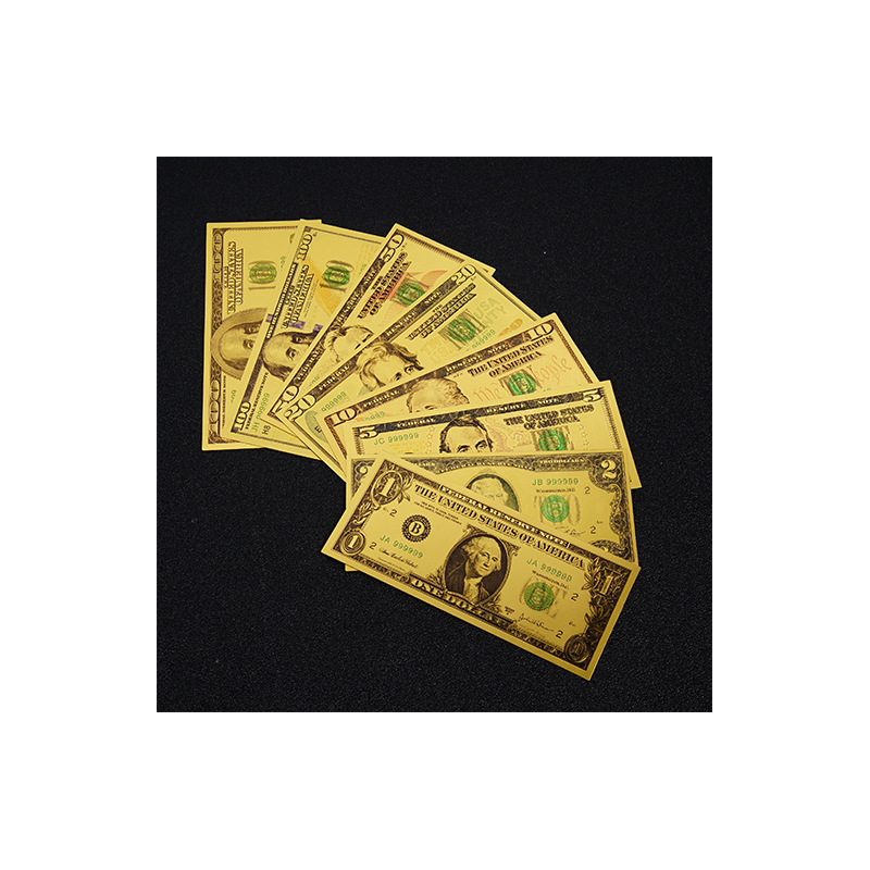 Dollar Pattern Commemorative Banknote Gold Foil Material Euro Commemorative Coin 8-Piece Set Color Gold Dollar Image Collection Coin Customization