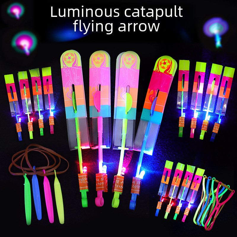 Luminous Slingshot Flying Arrow Blue Light Double Flash Flying Sword Children's Gift Night Market Stall Hot Selling Toys Manufacturer Wholesale