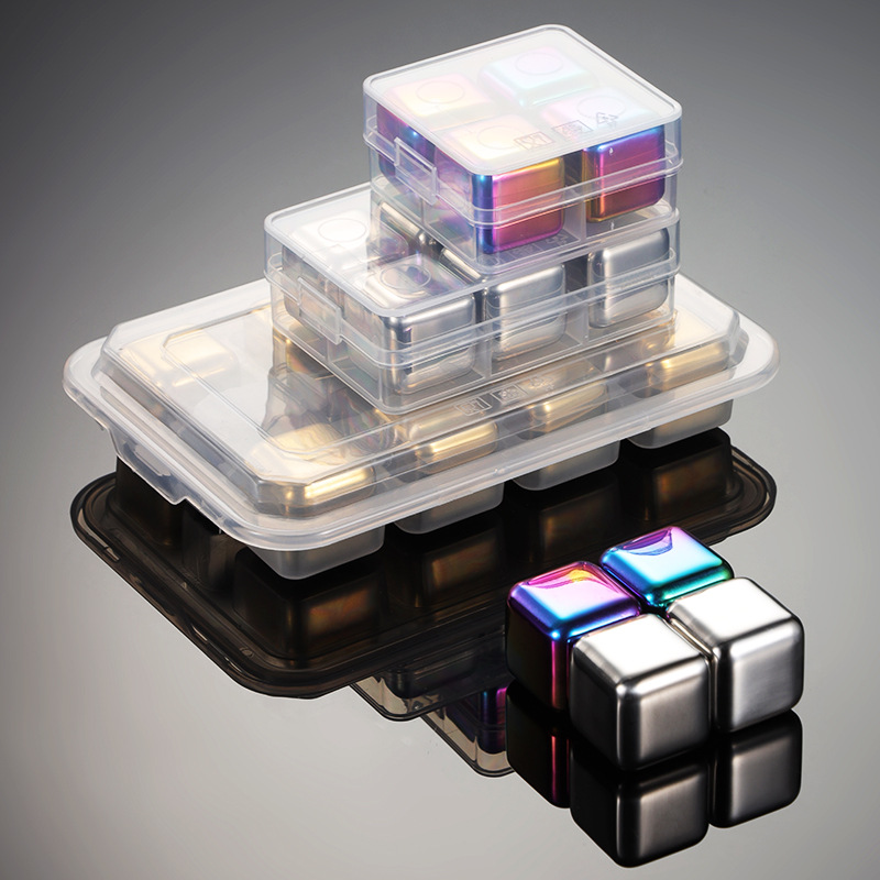 En Stainless Steel Ice Cube 304 Metal Ice Stone Ice Wine Stone Creative Ice Grain Bar Wine Set Ice Cream Titanium Gold Plated