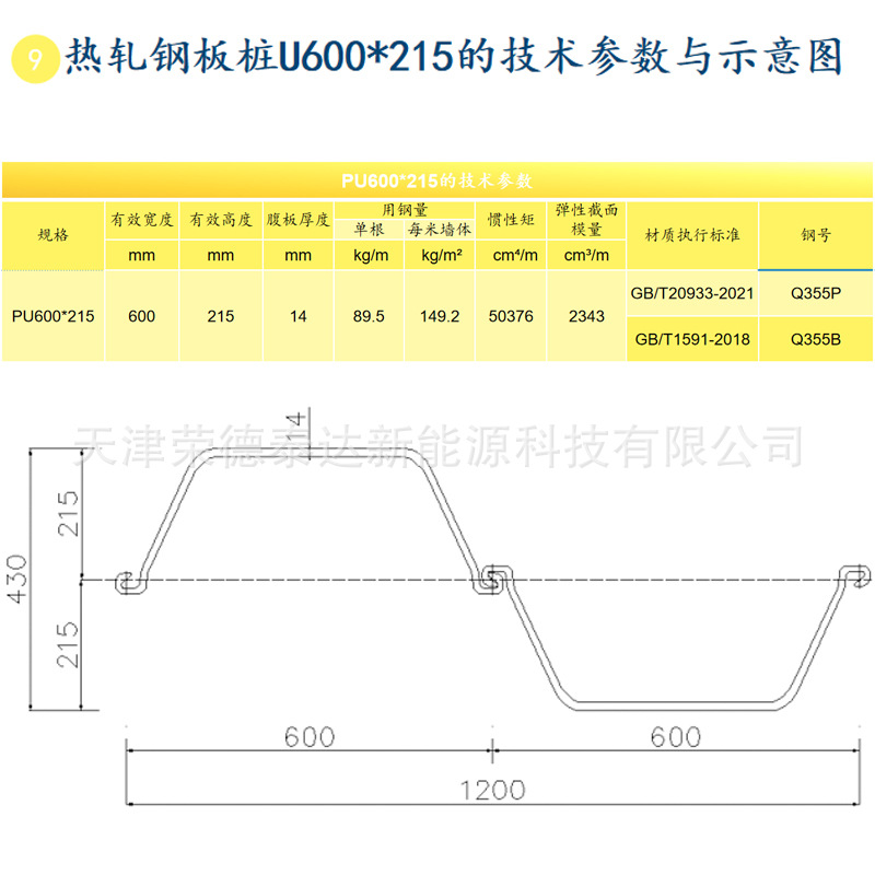 Jinxi U-Shaped Steel Sheet Pile # #   6 #   7 # Larson Hot-Rolled 9m Steel Sheet Piles