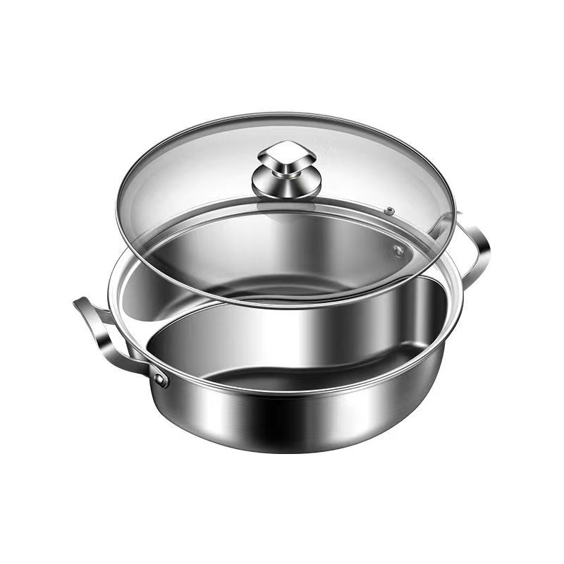One-piece 316 Stainless Steel Yuanyang Pot Thickened Binaural Soup Pot Commercial Split Hot Pot Household Soup Pot Electromagnetic