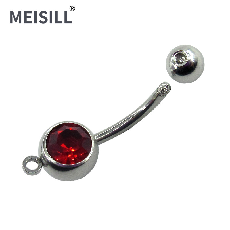 Meier stainless steel single diamond navel ring European and American navel nail spring personality men and women navel ring piercing jewelry wholesale