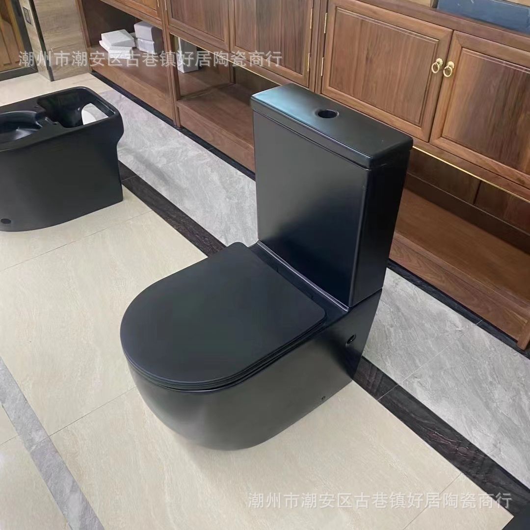 Export Australia free row split toilet straight black gray ceramic toilet project horizontal row toilet