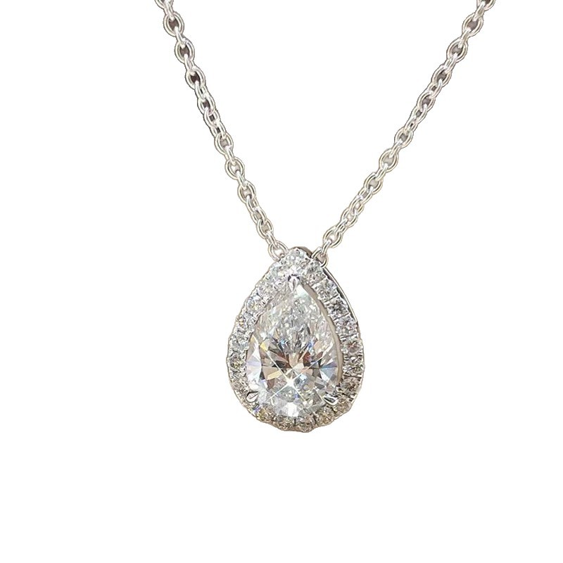 Pt950 Platinum Necklace Laboratory-Grown Diamond 3 Carat Water Drop Necklace Luxury Surrounded Diamond Necklace for Women