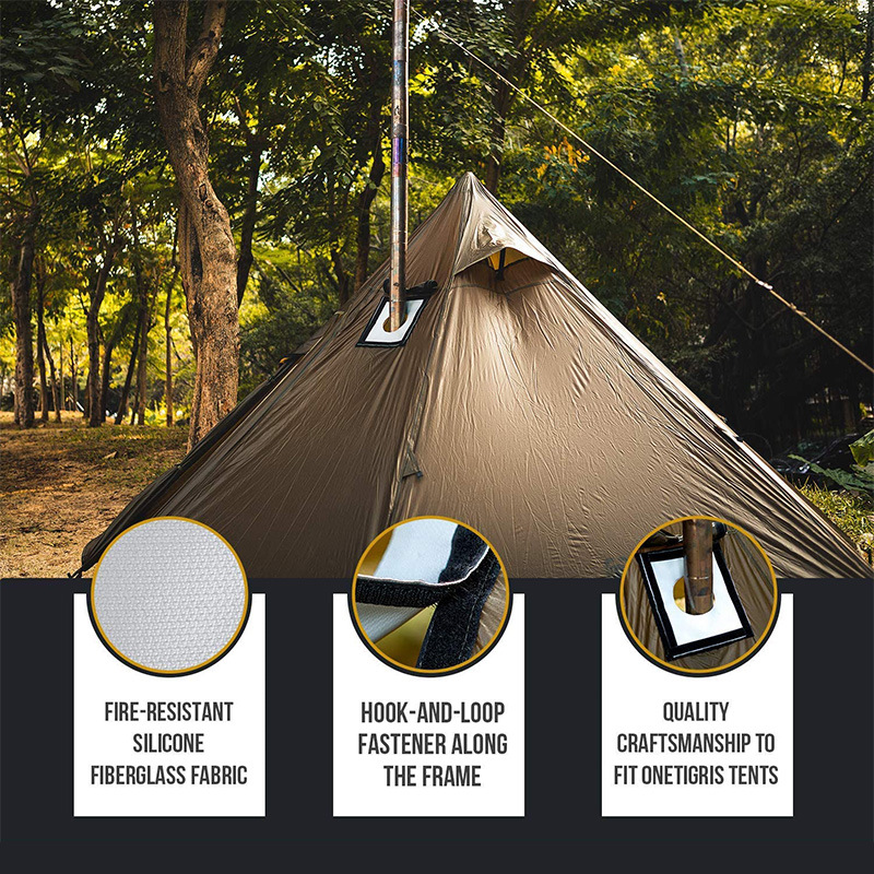 Hot Tent Stove Jack Cover for Outdoor Camping Tent Stove Pipe Chimney Insulation Fireproof Tent Stove Top Kit