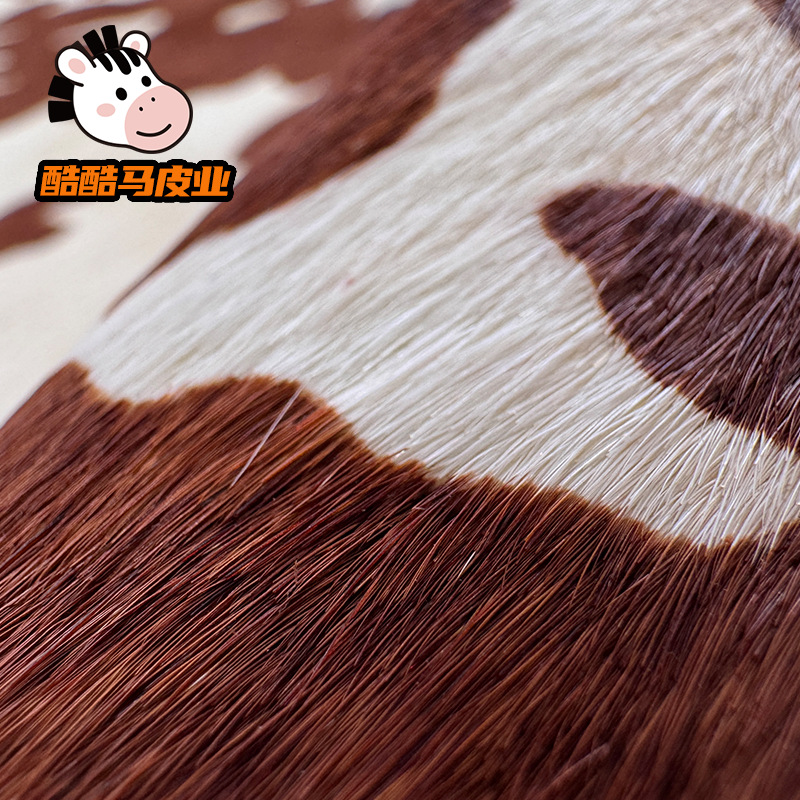 Factory Direct Supply Cow Pattern Horsehide Horsehair Genuine Leather Printed Fur Integrated Horse Hip Leather Bags Shoe Materials Fabrics Leather Materials