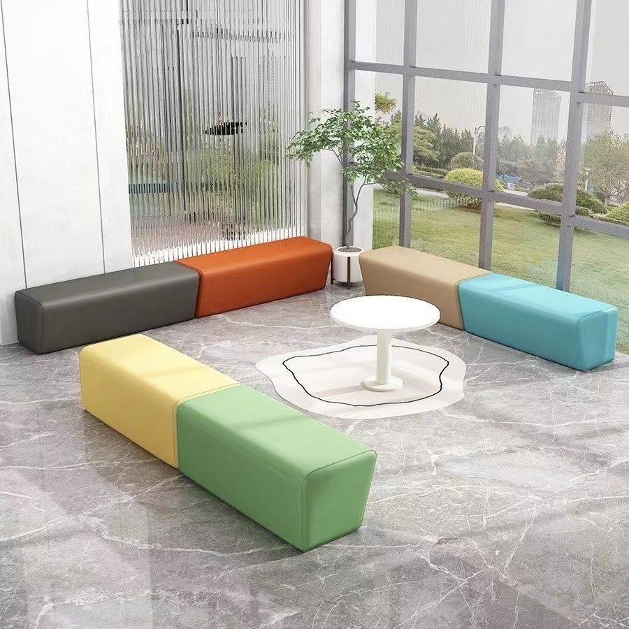 Early Education Training Institution Waiting Leisure Rest Area Barber Shop Reception Small Shoe Changing Stool Long Sofa Stool Combination