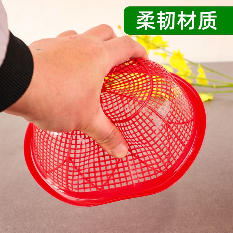 Red Round Plastic Strawberry Basket 0.5kg Pack Small Hollow Drain Basket Greenhouse Orchard Bayberry Picking Basket