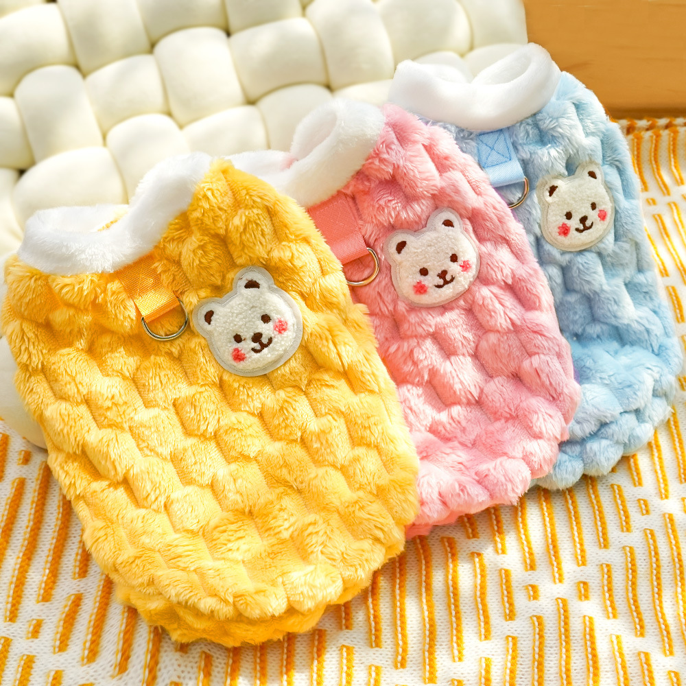 Traction puppy clothes new autumn and winter than bear pet teddy Schnery cat supplies fleece-lined wholesale