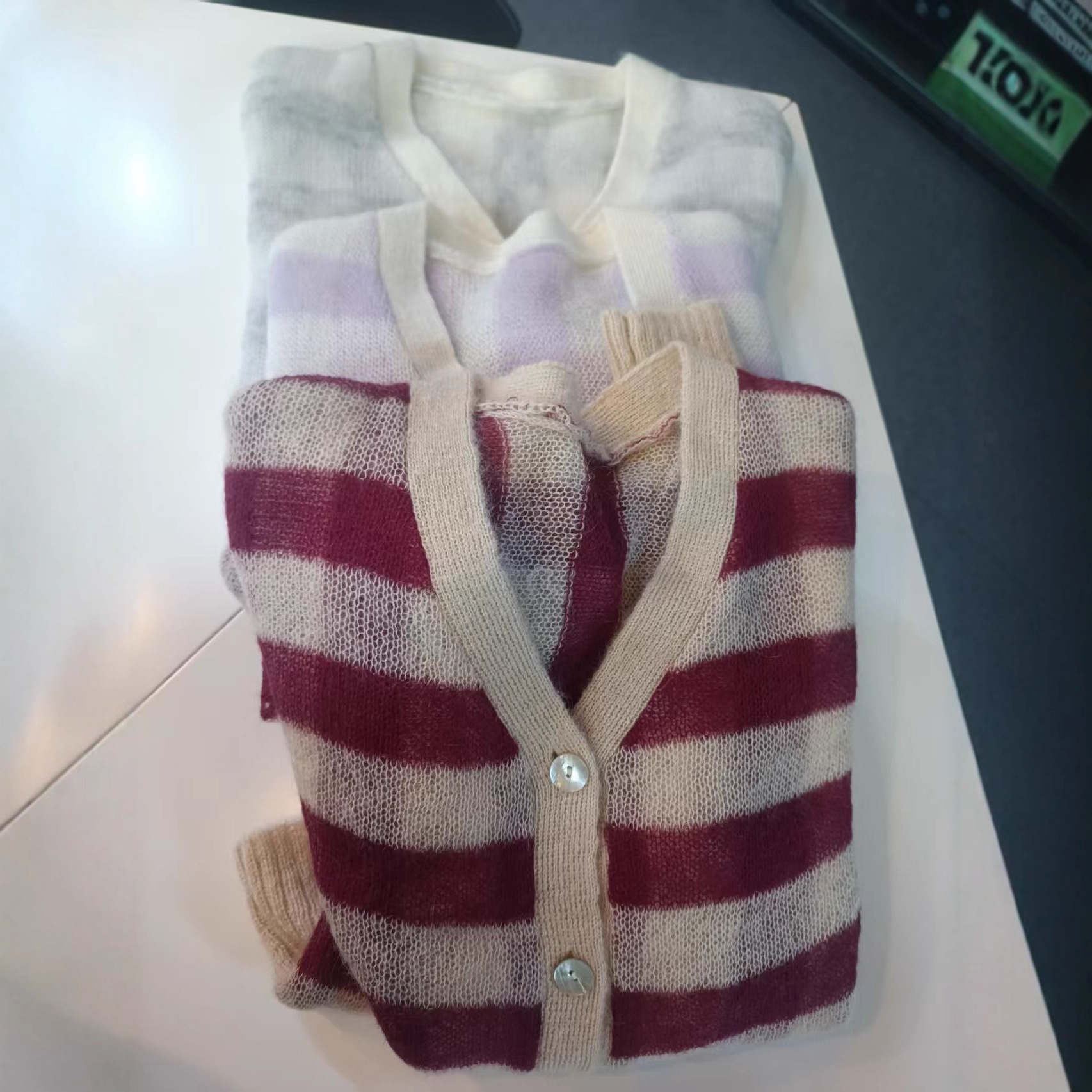 [Индивидуальный Мохеровый Вязаный Полосатый Кардиган] 25 Лет Осень и Зима Классический Універсальный Мохеровый Кардиган Ретро Рабочая Одежда