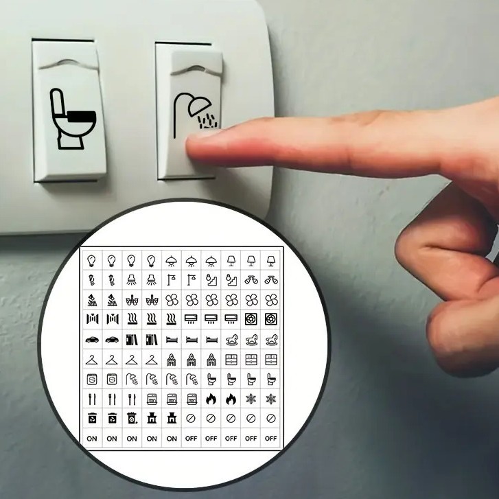 Traceless No Glue Switch Logo Sticker Home Lamp Logo Sticker Distribution Box Label Sticker Creative Socket Panel Finger