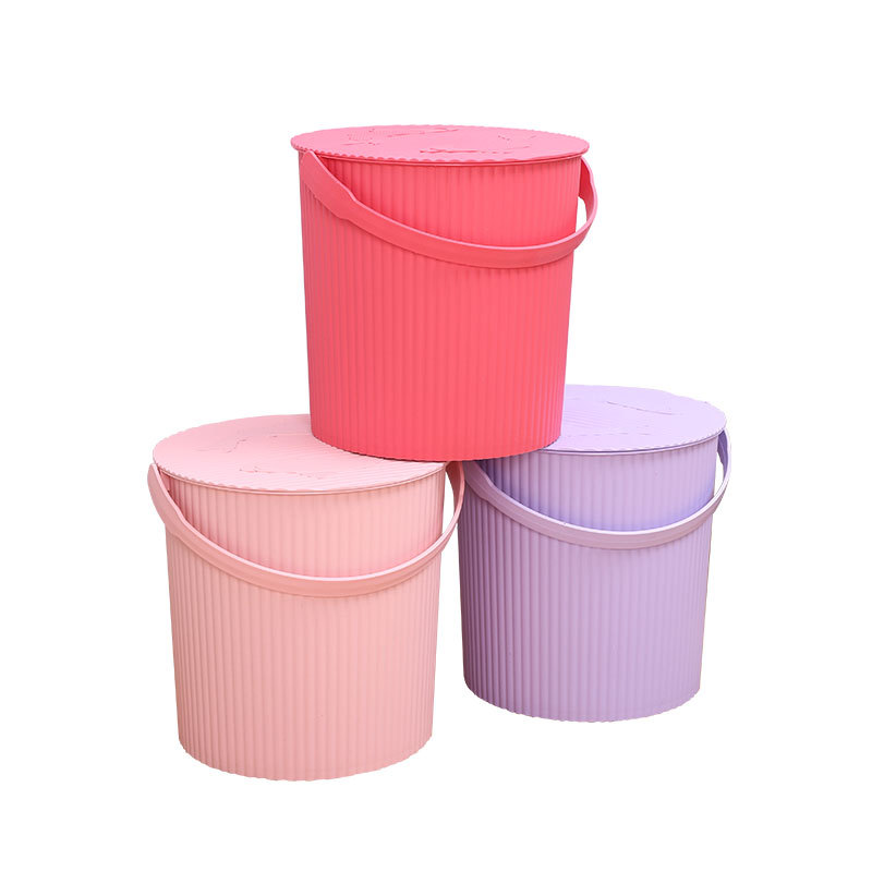 Portable Plastic Storage Bucket Thickened with Lid Sitting Multi-purpose Bath Bucket Household Water Storage Bucket Plastic Fishing Bucket Water Bucket