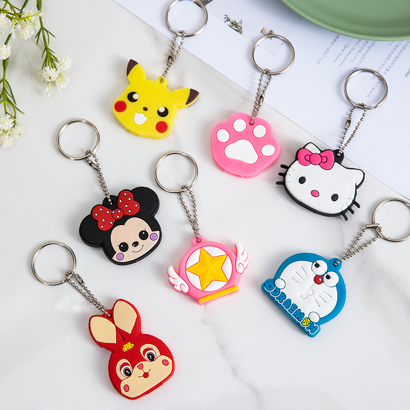 Key Cover Double-Sided Cartoon Stylish Internet Celebrity Soft Glue Animation Key Protective Cover Cute Access Control Card Head Cover Electric Vehicle
