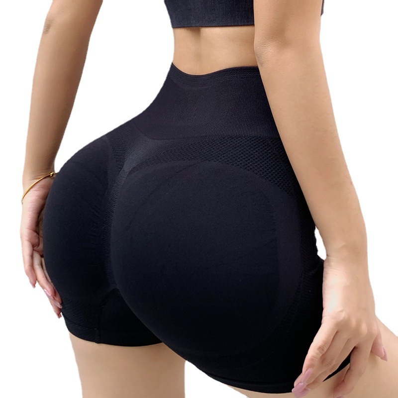 Yoga shorts sports high waist belly contracting breathable elastic Peach Hip lifting tights anti-exposure quick-drying fitness pants for women