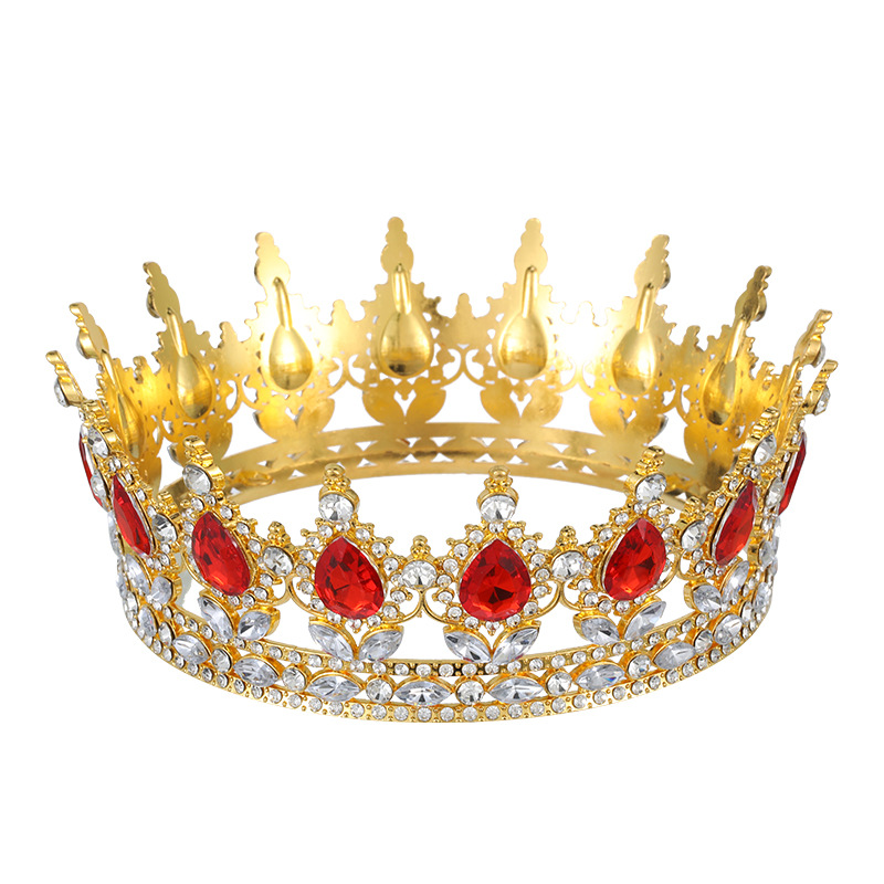 European and American Cross-border Baroque Alloy Water Drop Crown Headwear Bridal Wedding Photography Accessories Full Round Adult Ceremony Headwear