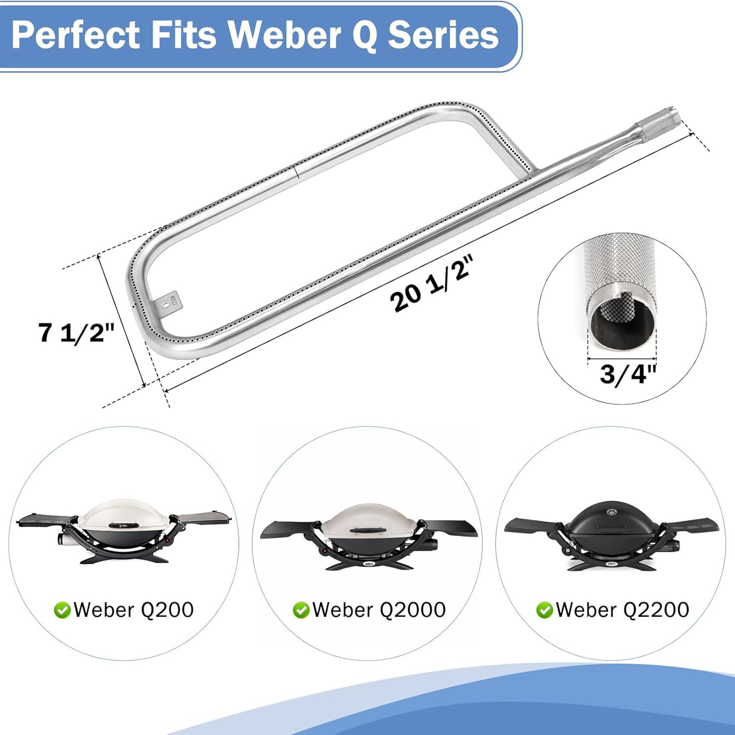 Газовый гриль Weber60041, труба из нержавеющей стали 304 для горелки гриля Q200 от Amazon