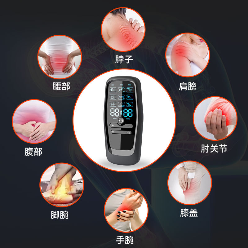 Cross-Border Dual Output Tens Electric Pulse Massager Ems Stimulator Medium and Low Frequency Pulse Massage Instrument Massage