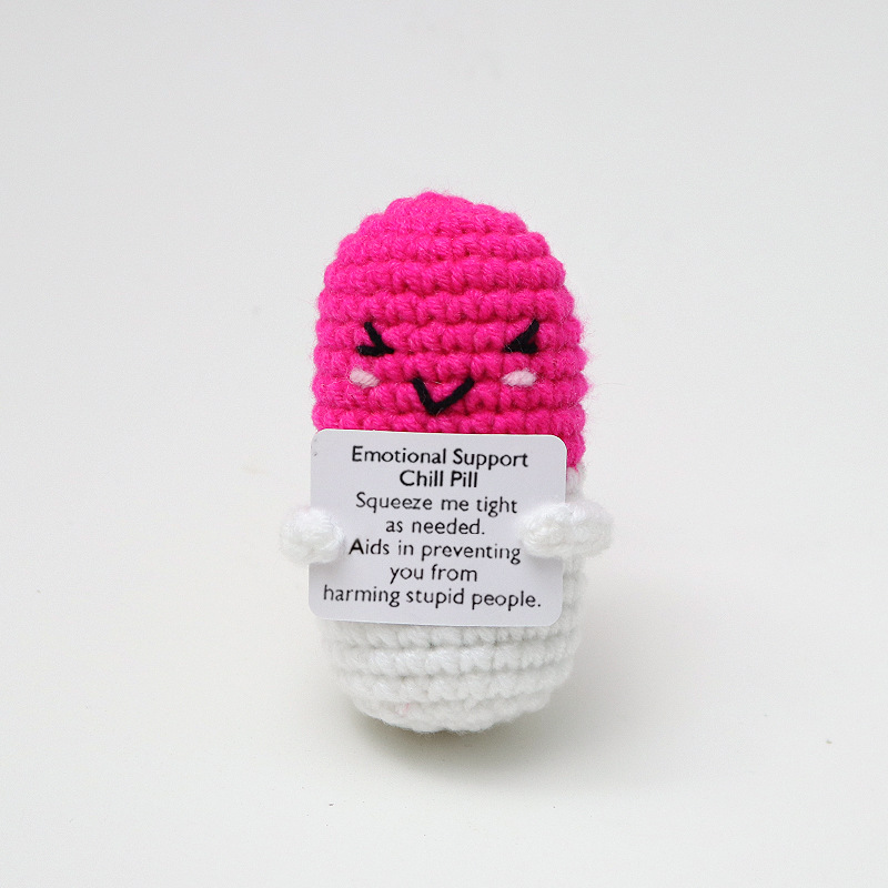 Cross-border explosions wholesale hand-knitted plush positive energy pill capsule ornaments fruit ornaments toys small gifts