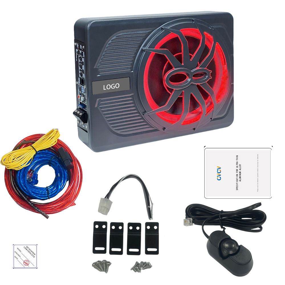 Cross-Border High-Power 10inch Colorful Lights Aluminum Alloy Car Audio Amplifier Active Ultra-Thin Seat-Mounted Car Subwoofer