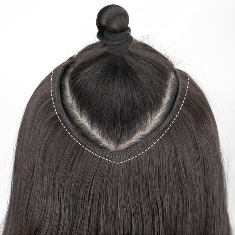 V-shaped wig women's long curly hair big wave water ripple silk fluffy reissue wig hair patch egg roll