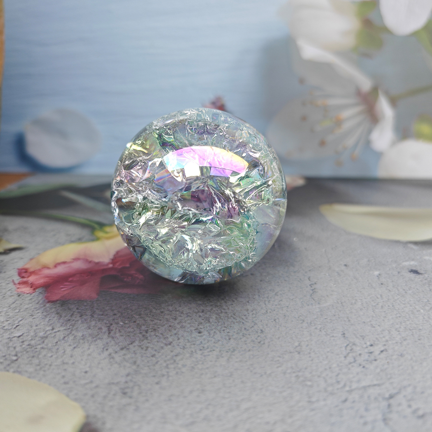 5cm Painted Colorful Crackle Ball Flowing Water Rockery Bonsai Fish Tank Decoration Treasure Digging Live Source Direct Supply Chain