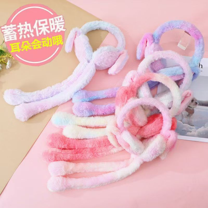 Зимние новые теплые наушники в виде кроличьих ушей, яркие плюшевые наушники для родителей и детей, с флисовой подкладкой и утолщенные для снежных дней